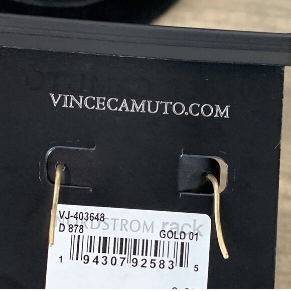 Vince Camuto Hoop Drop Earrings Gold Tone Pave Stick Hoop Dangle Earrings - Picture 4 of 7